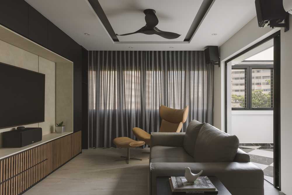 Modern Living Room with TV Console and Feature Wall