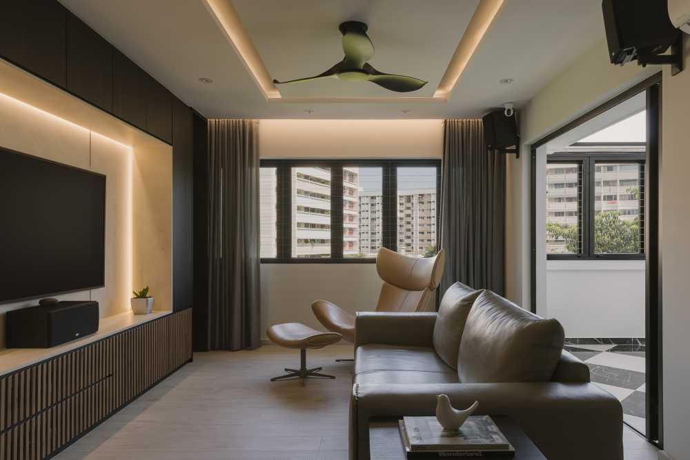 Modern Living Room with TV Console and Feature Wall
