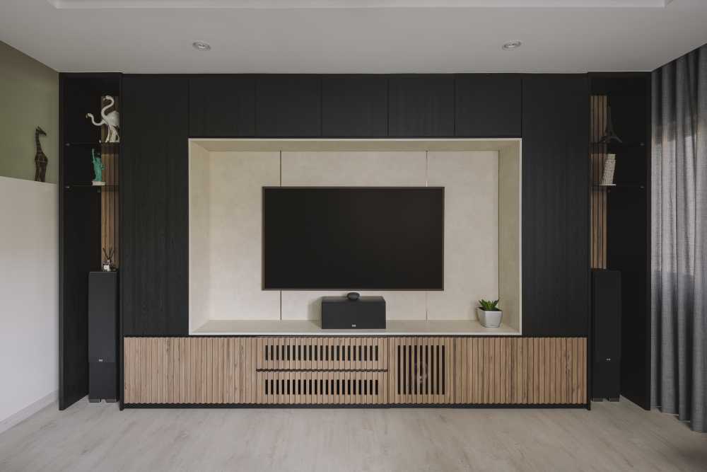 Modern Living Room with TV Console and Feature Wall