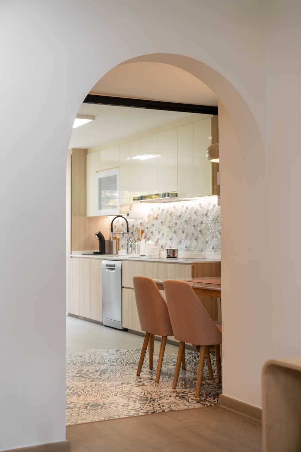 Scandinavian Kitchen with Kitchen Window and Kitchen Island