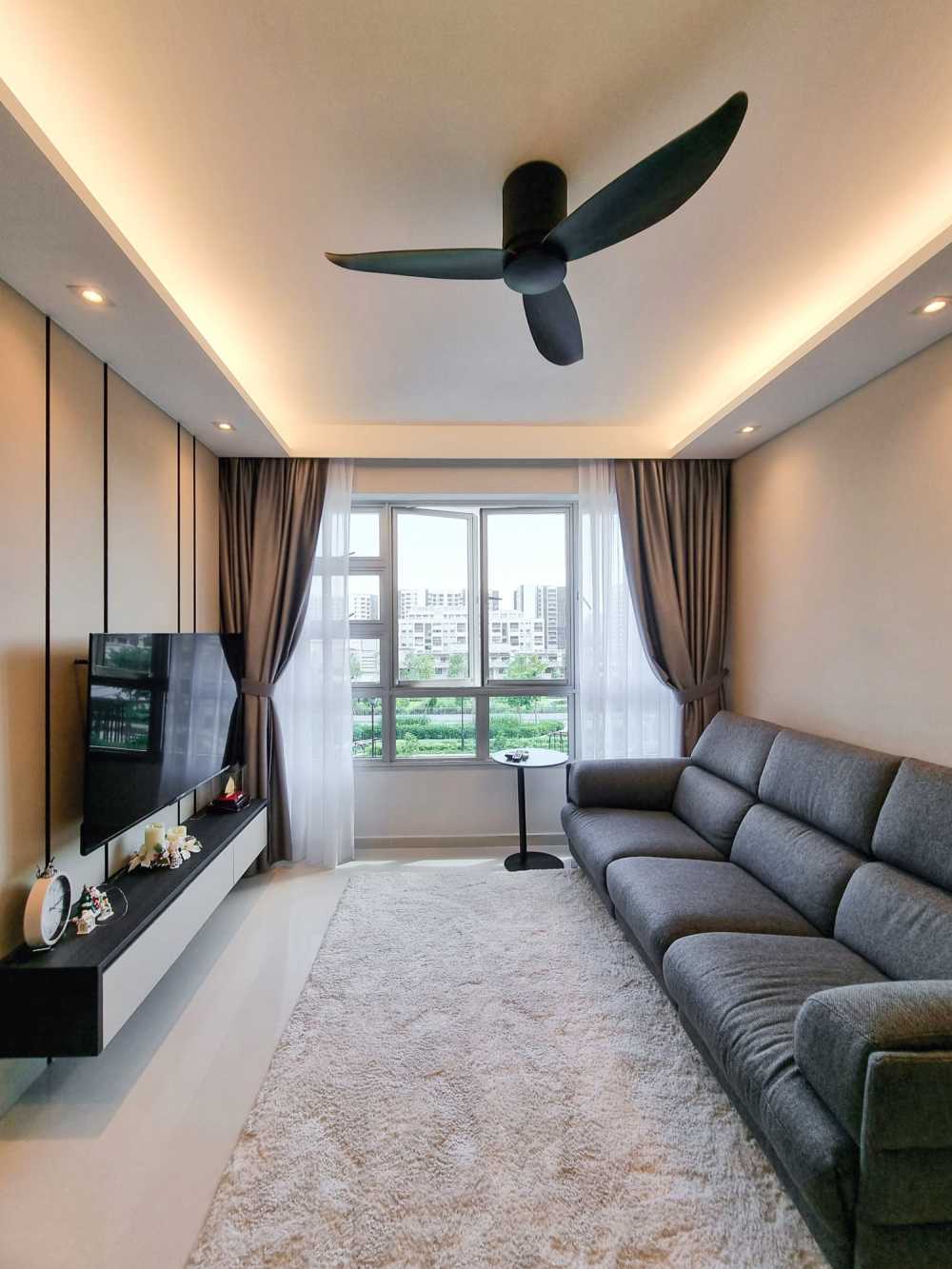 Modern Living Room with TV Console and Panelling
