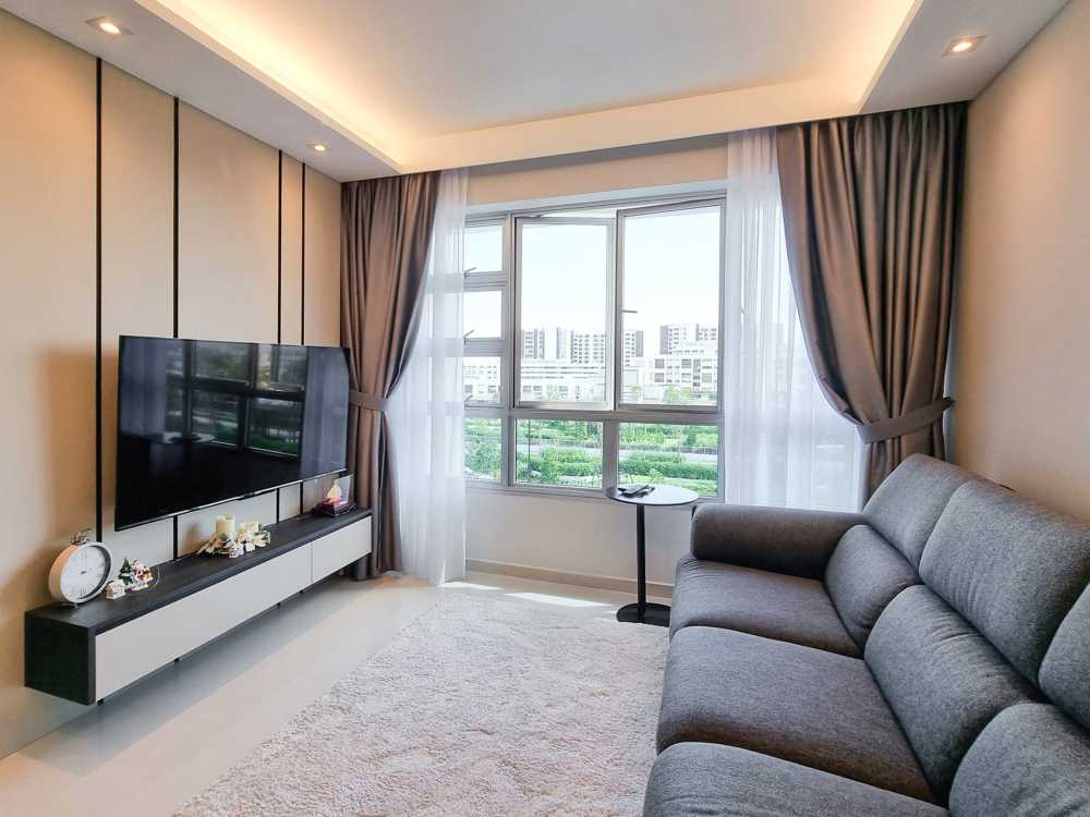 Modern Living Room with TV Console and Panelling