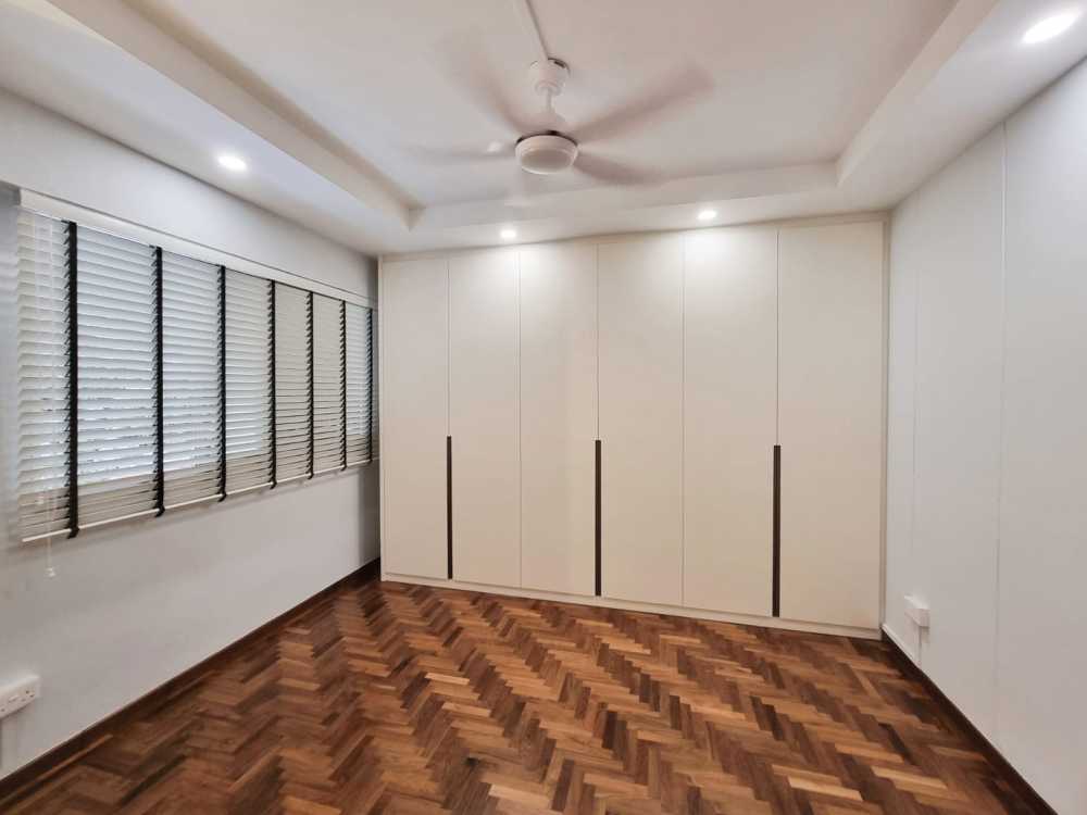 Modern Bedroom with Wardrobe and Window Shutters