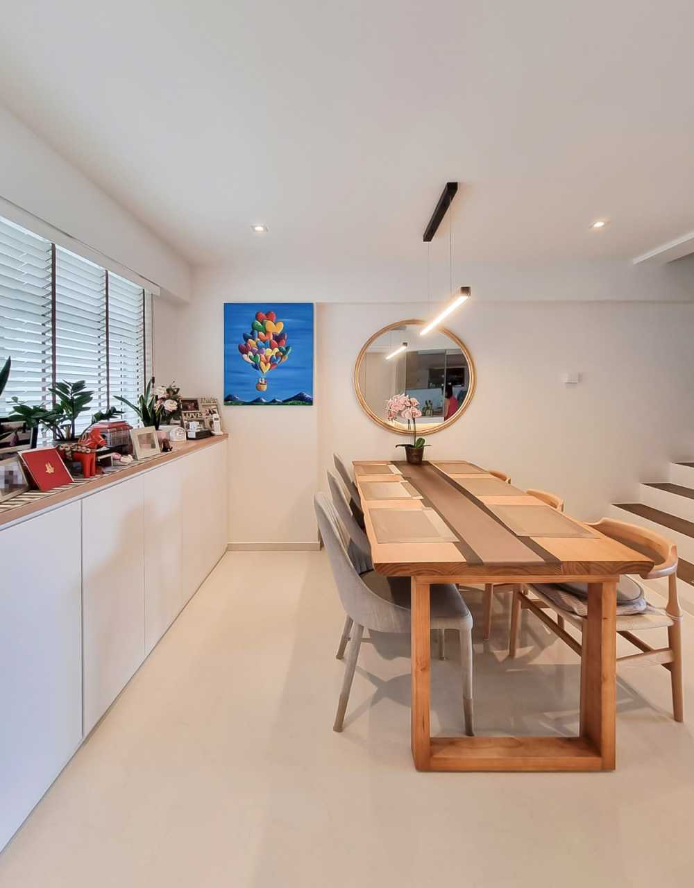 Scandinavian Dining Room with Sideboard and Storage Cabinets