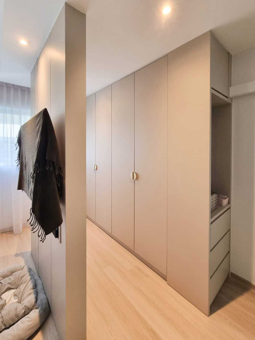 Scandinavian Bedroom with Wardrobe and Paintings