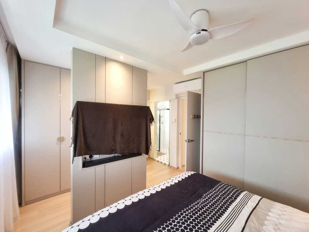 Scandinavian Bedroom with TV Console and Wardrobe
