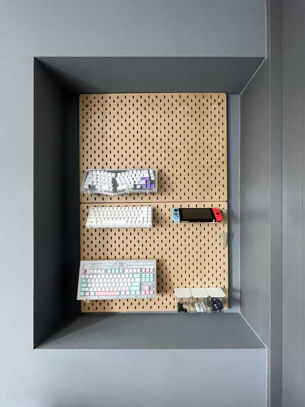 Scandinavian Bedroom with Paintings and Storage Cabinets