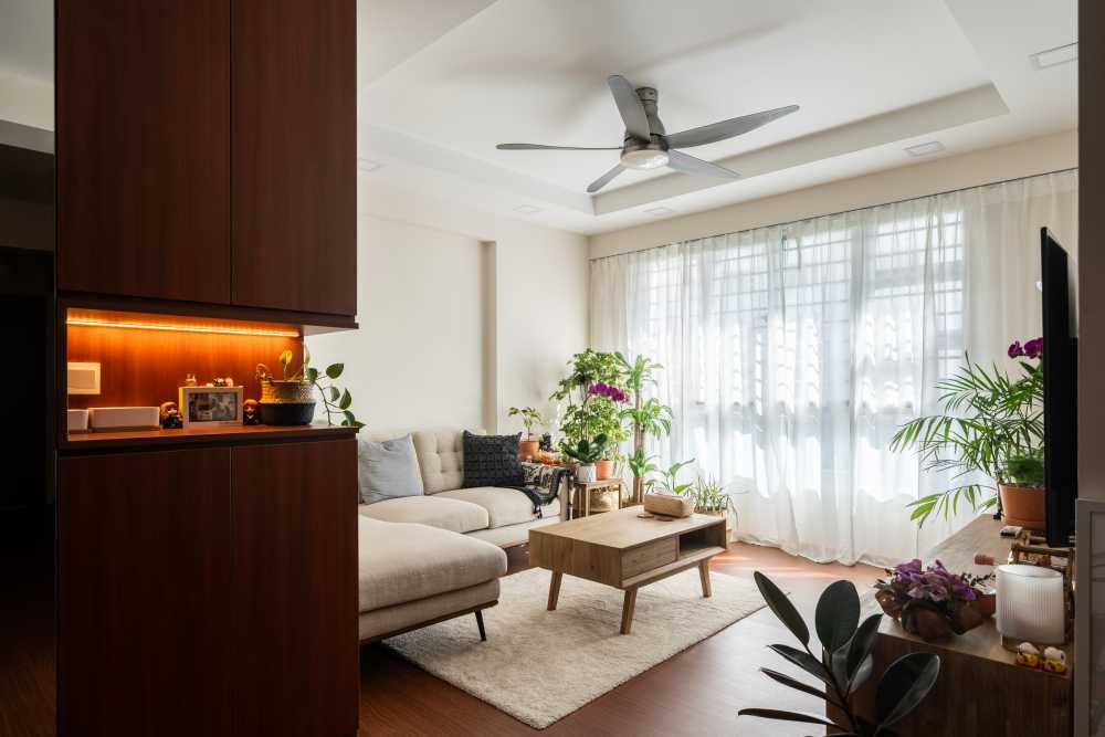 Modern Living Room with Wood Flooring and Sofa