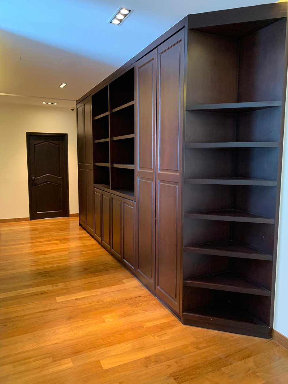 Modern Bedroom with Parquet Floor and Wardrobe