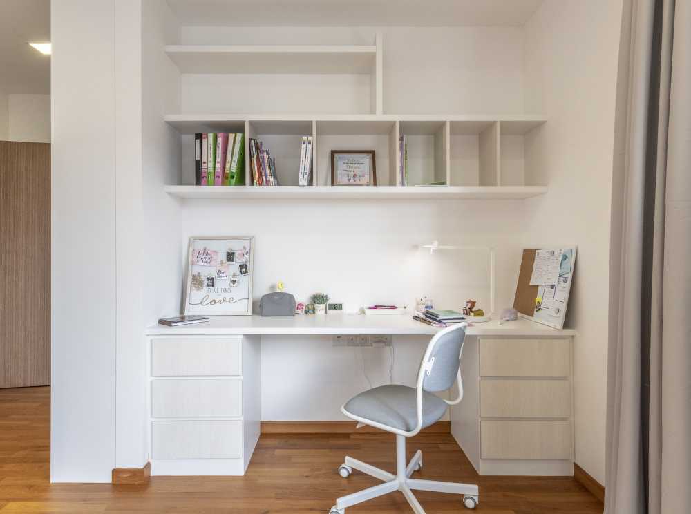 Contemporary Bedroom with Parquet Floor and Curtain