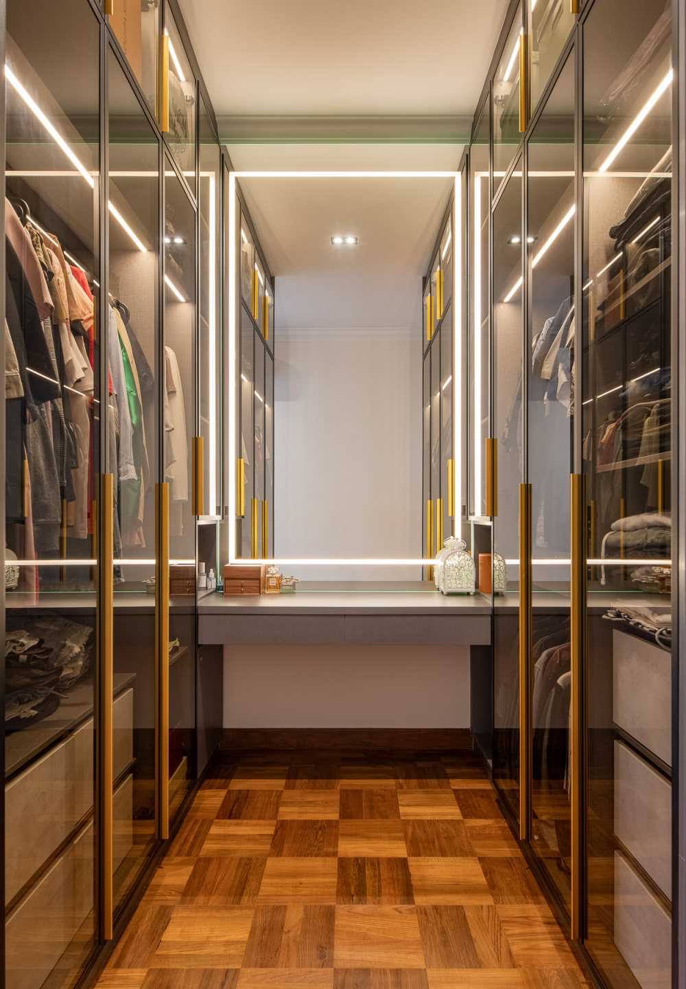 Contemporary Bedroom with Parquet Floor and Wardrobe