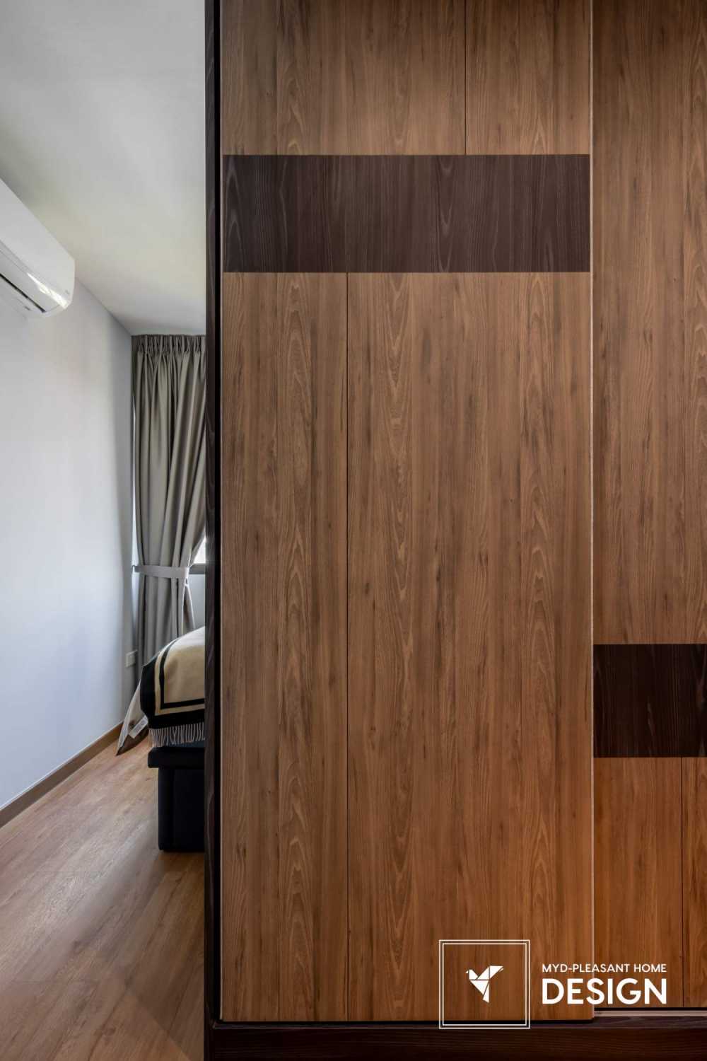 Modern Bedroom with Platform Bed and Vinyl Flooring