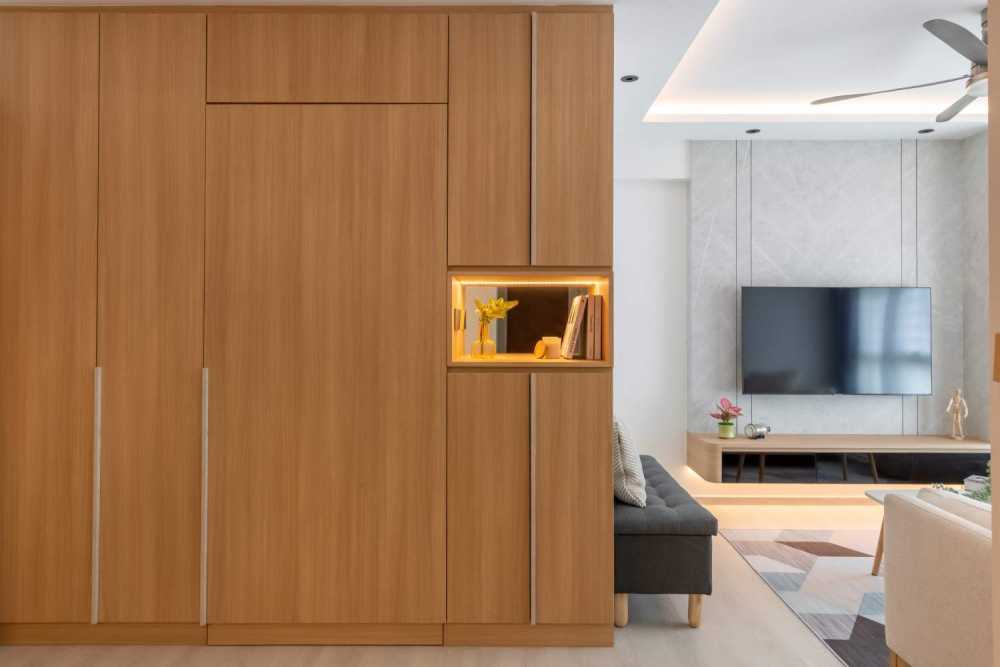 Contemporary Storeroom with Wall Shelves and Shelving Units