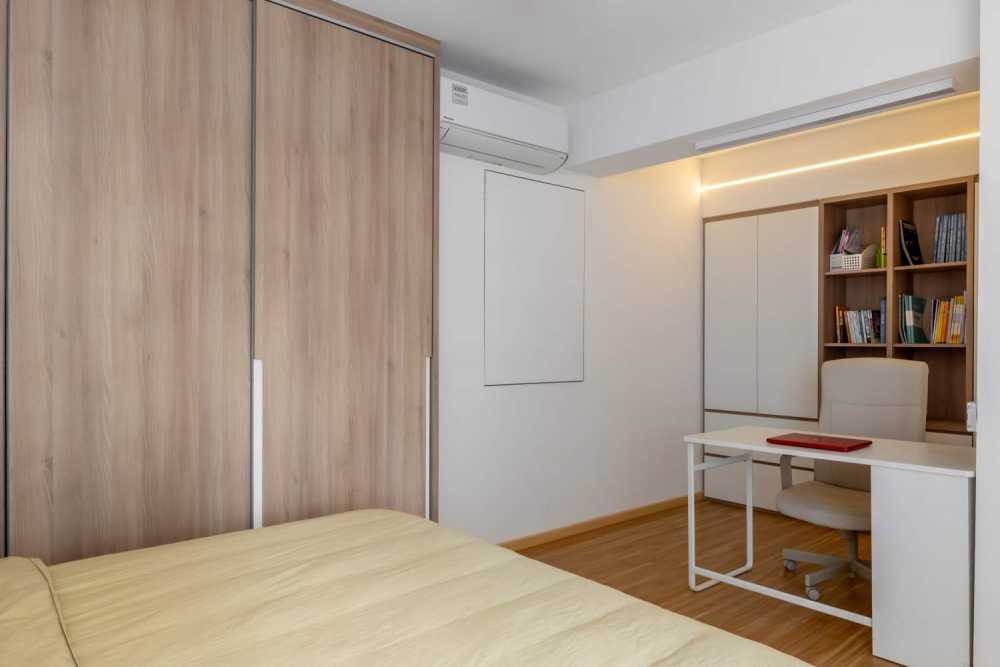 Contemporary Bedroom with Cove Lighting and Drop Ceiling