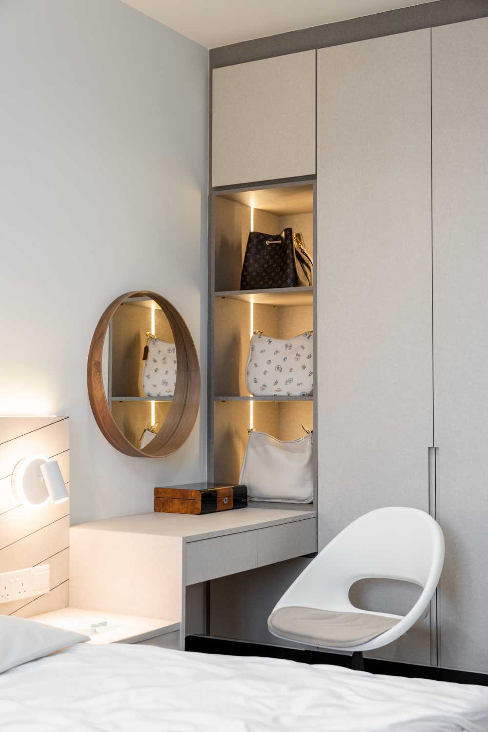 Modern Bedroom with Vinyl Flooring and Wood Flooring