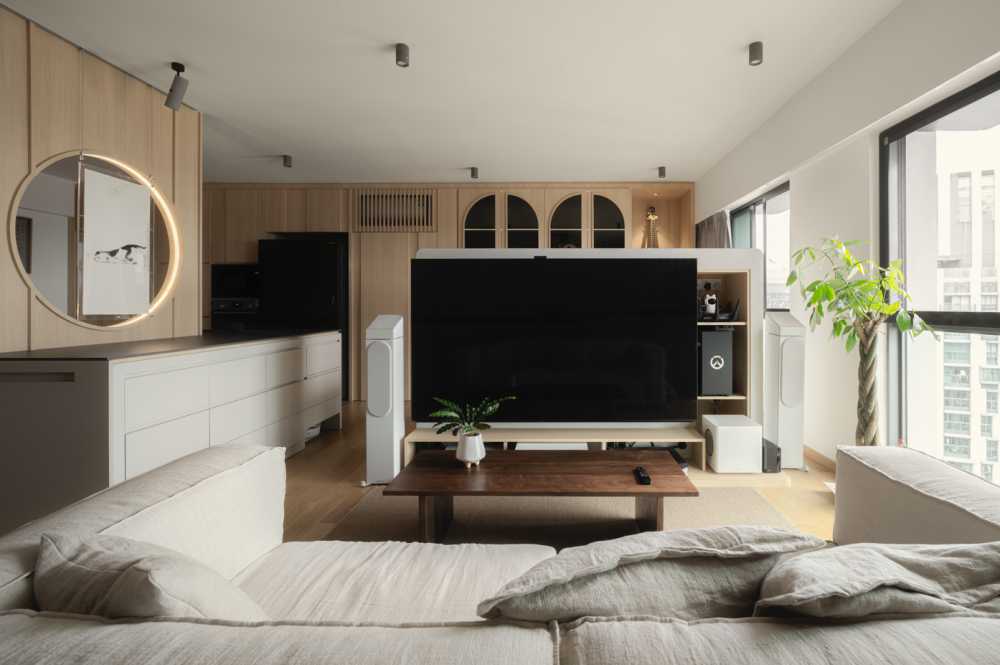 Contemporary Living Room with Sofa and TV