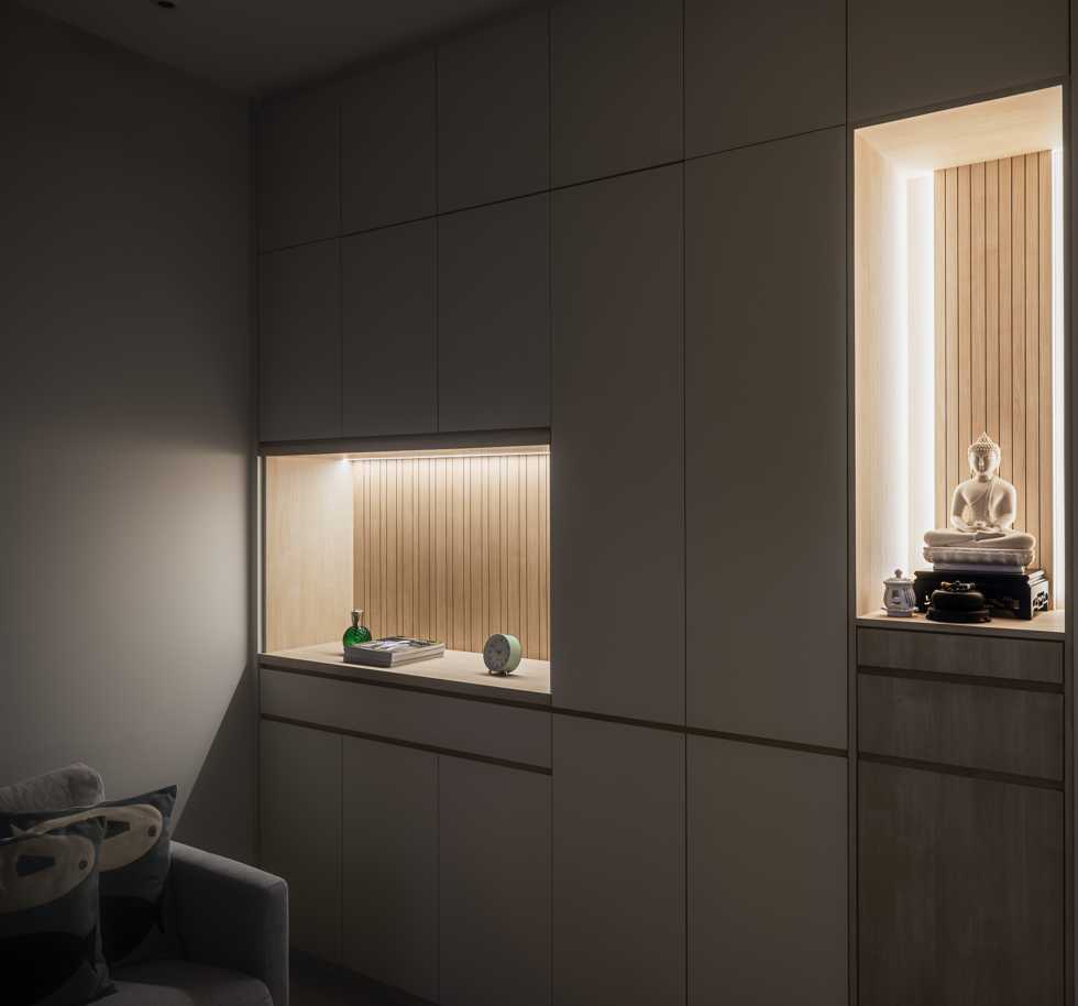 Contemporary Entryway with Feature Wall and Sofa
