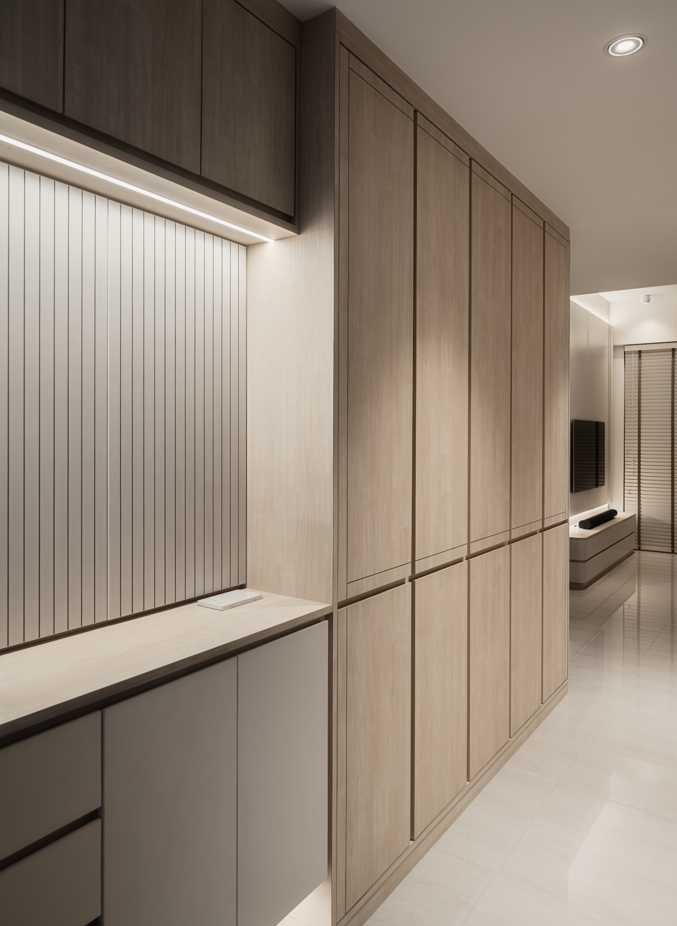 Contemporary Entryway with TV Console and Storage Cabinets
