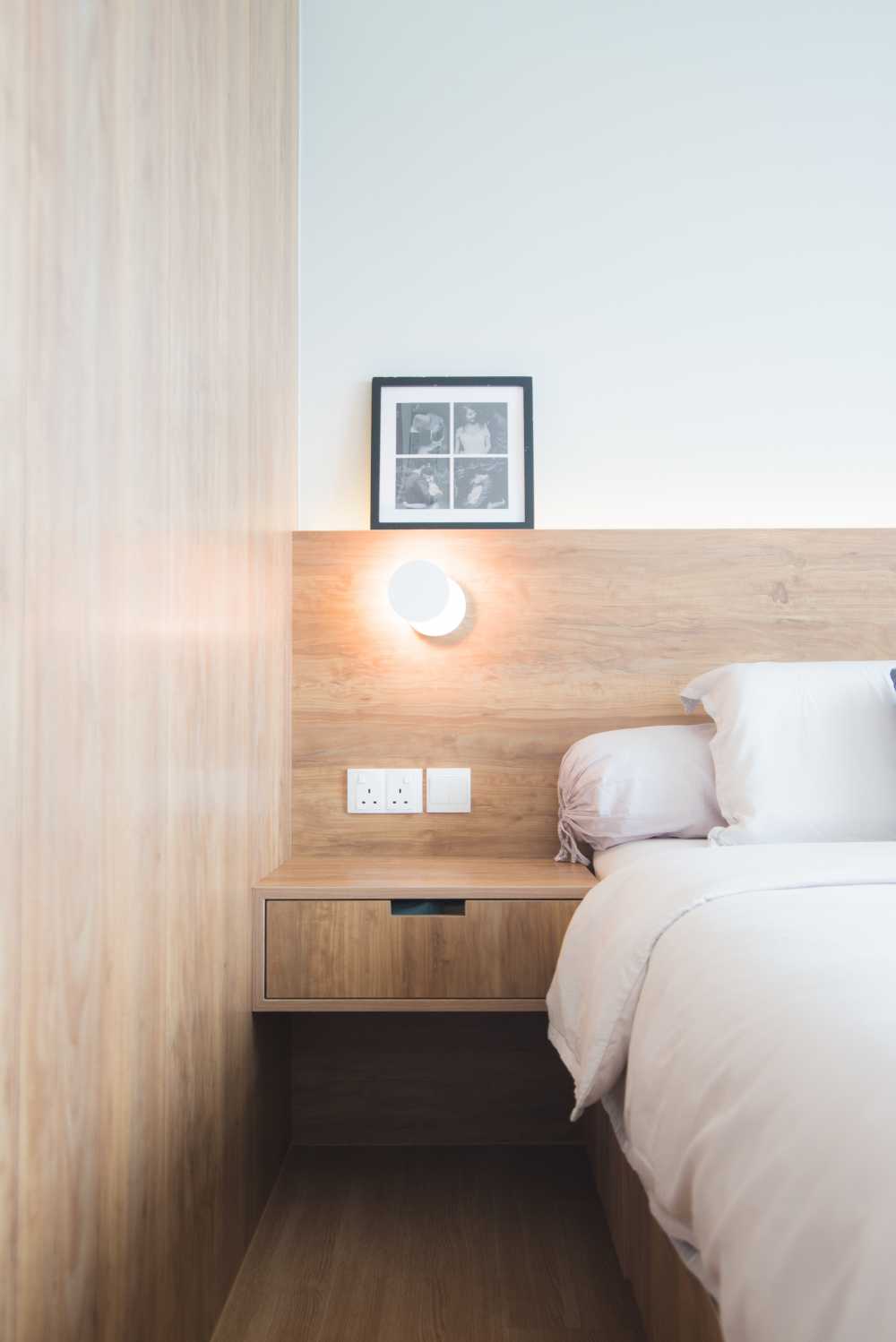 Contemporary Bedroom with Vinyl Flooring and Built-in Bed