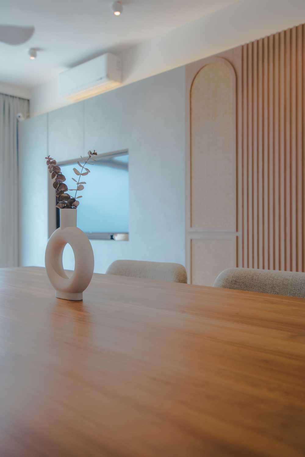 Contemporary Living Room with TV Console and Feature Wall