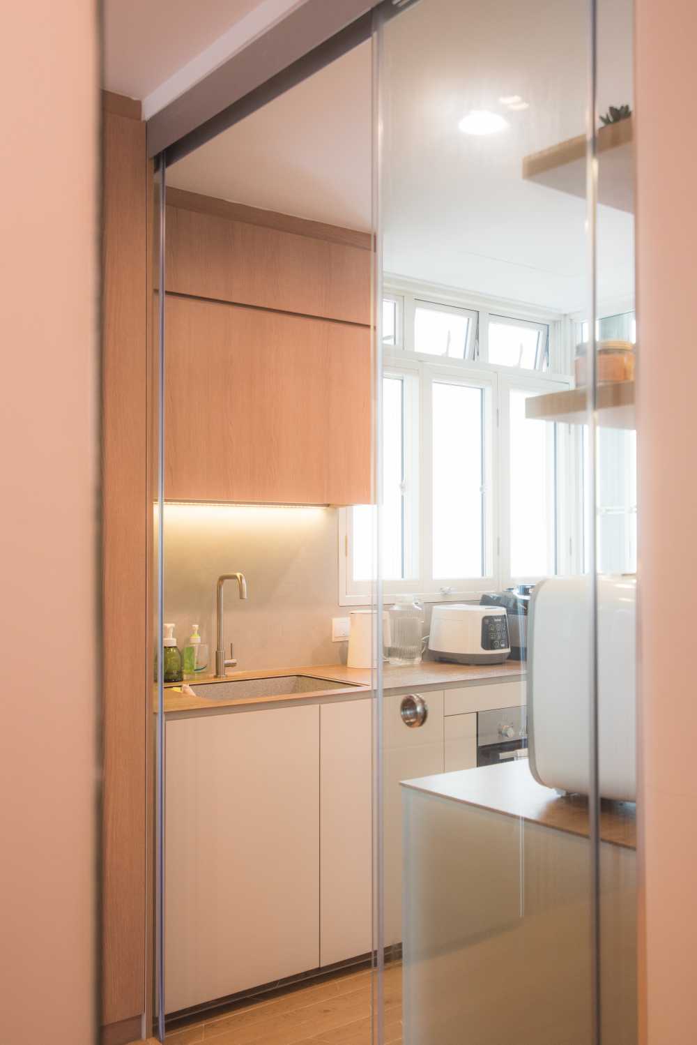 Contemporary Kitchen with Countertop and Cupboard