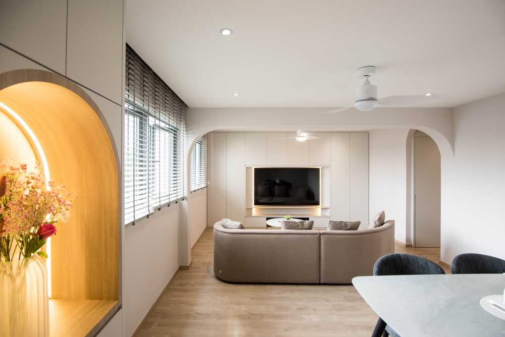 Minimalist Living Room with Vinyl Flooring and Sofa