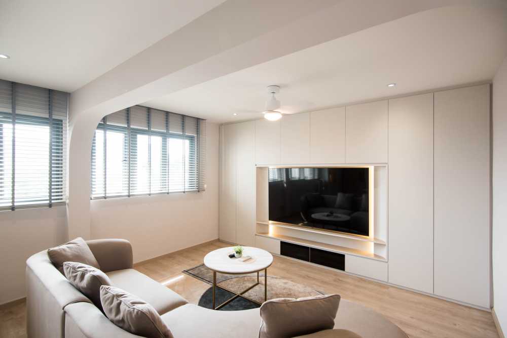 Minimalist Living Room with Coffee Table and TV