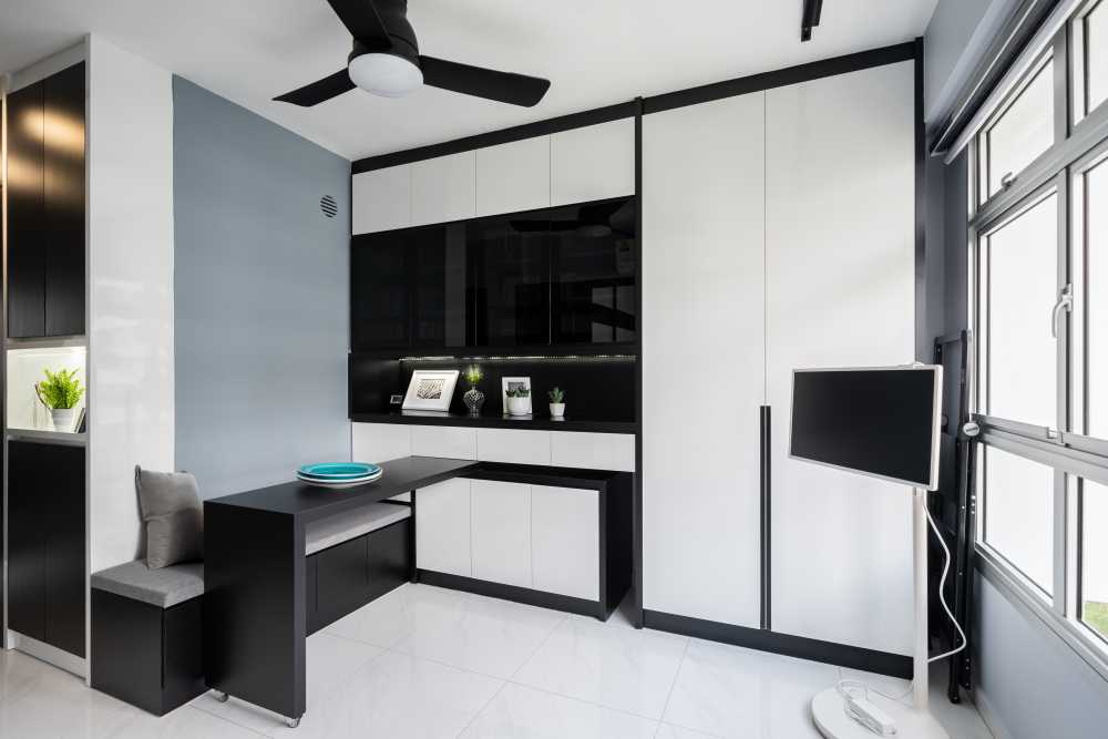 Minimalist Living Room with TV Console and Feature Wall