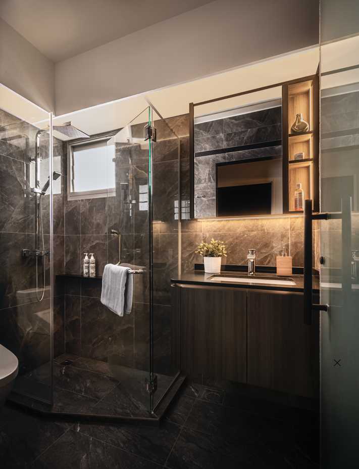 Contemporary Bathroom with Mirror and Bathroom Mirrors