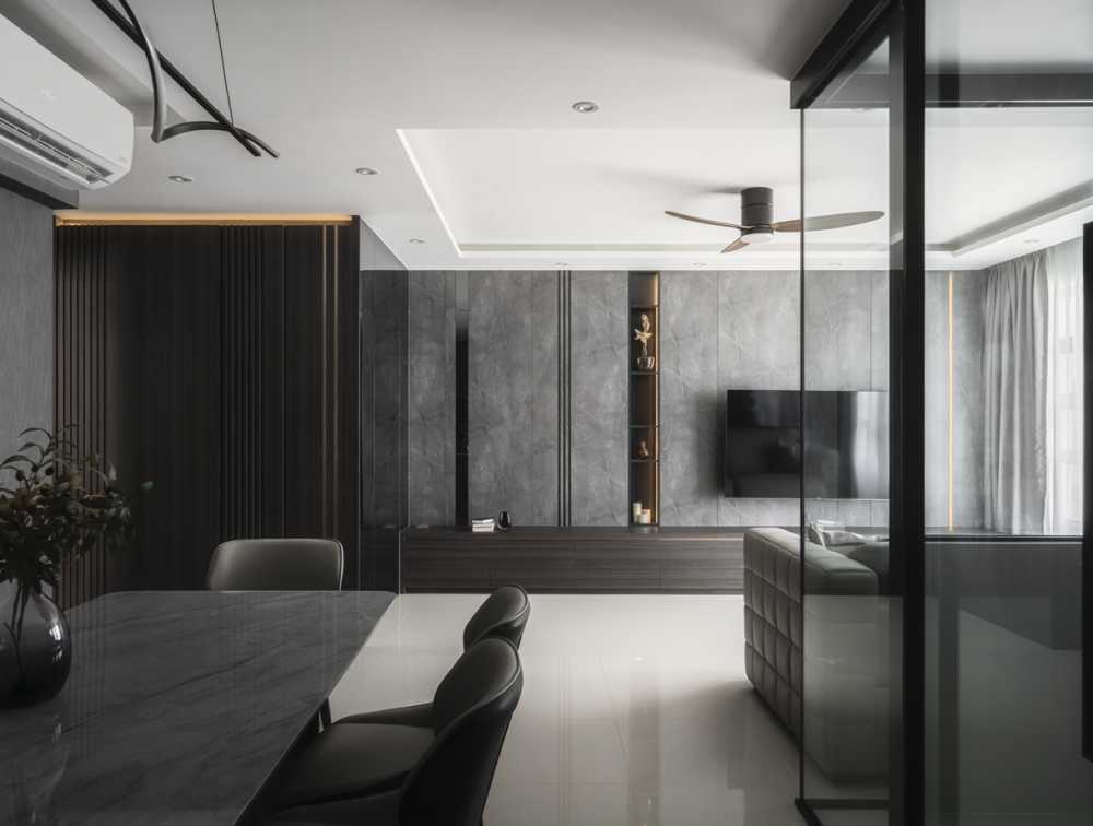 Contemporary Living Room with TV Console and Sofa