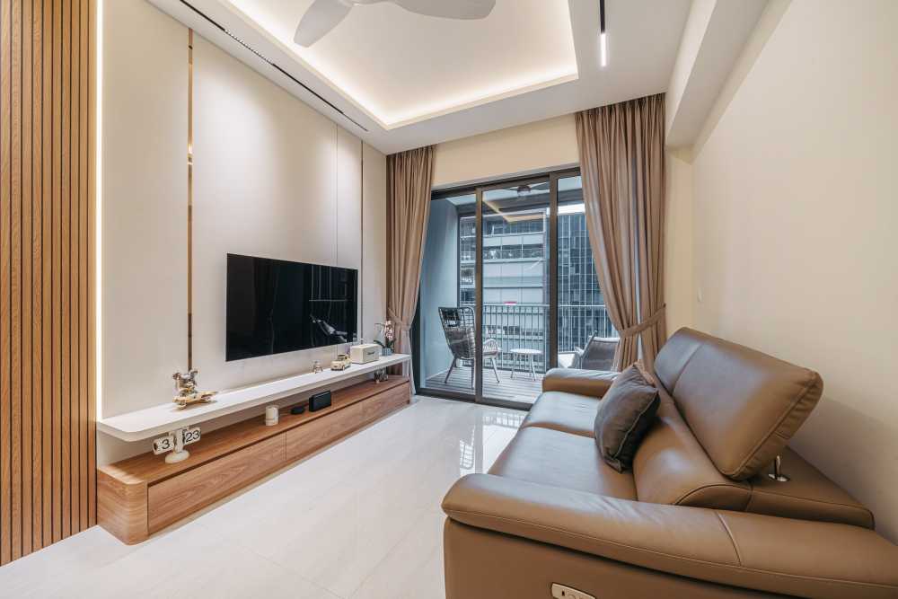 Modern Living Room with TV Console and Feature Wall