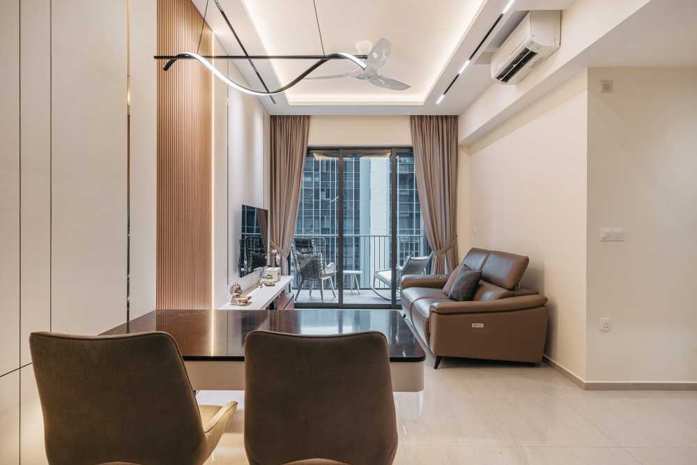 Modern Living Room with TV Console and Feature Wall