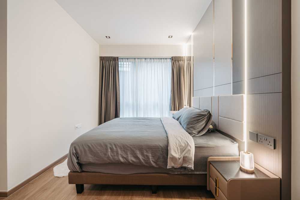 Modern Bedroom with Built-in Bed and Bed