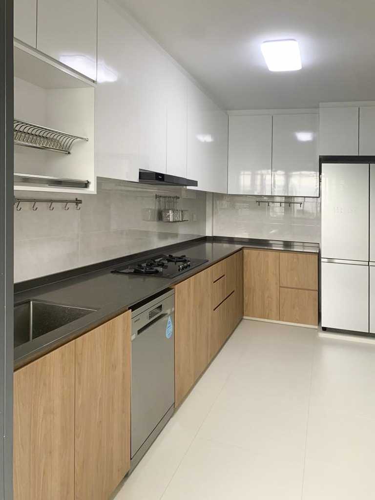 Scandinavian Kitchen with Countertop and Cupboard