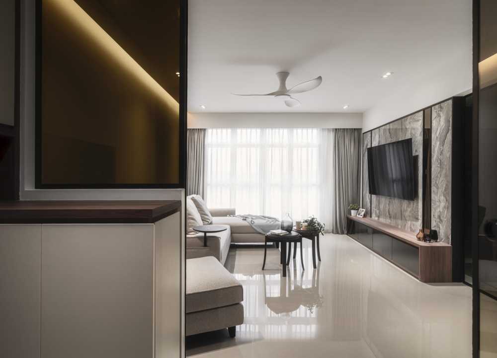 Contemporary Living Room with TV Console and Sofa