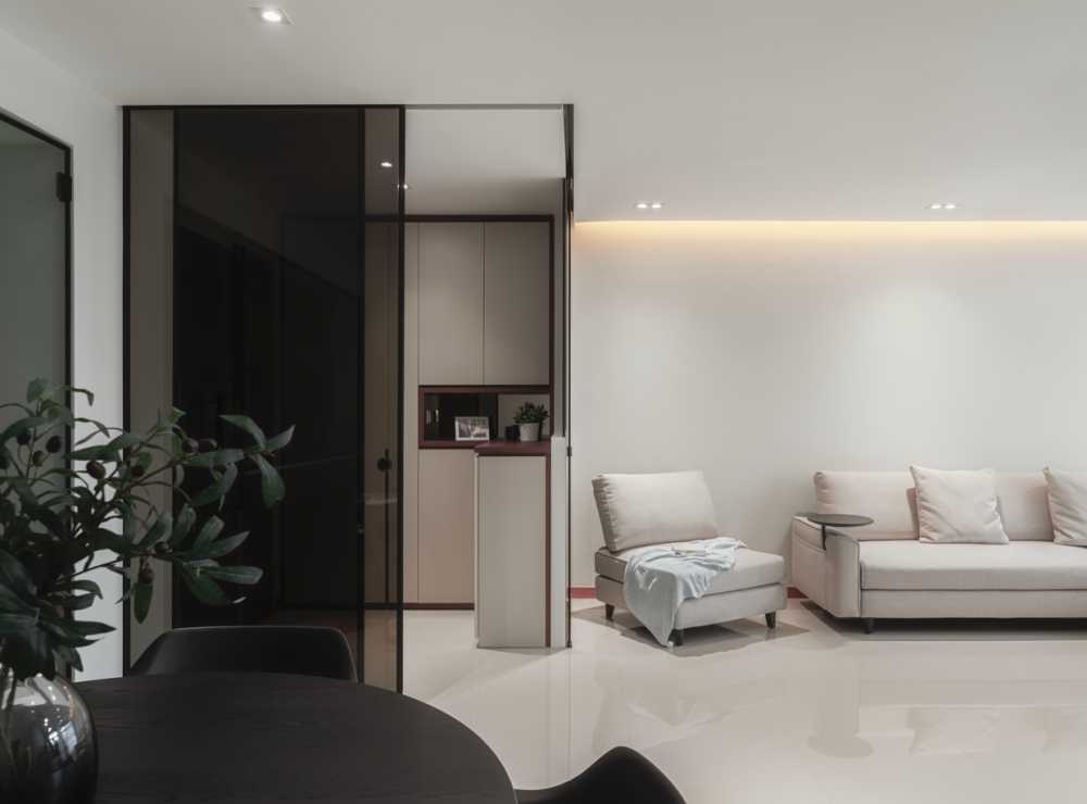 Contemporary Living Room with Sofa and Storage Cabinets