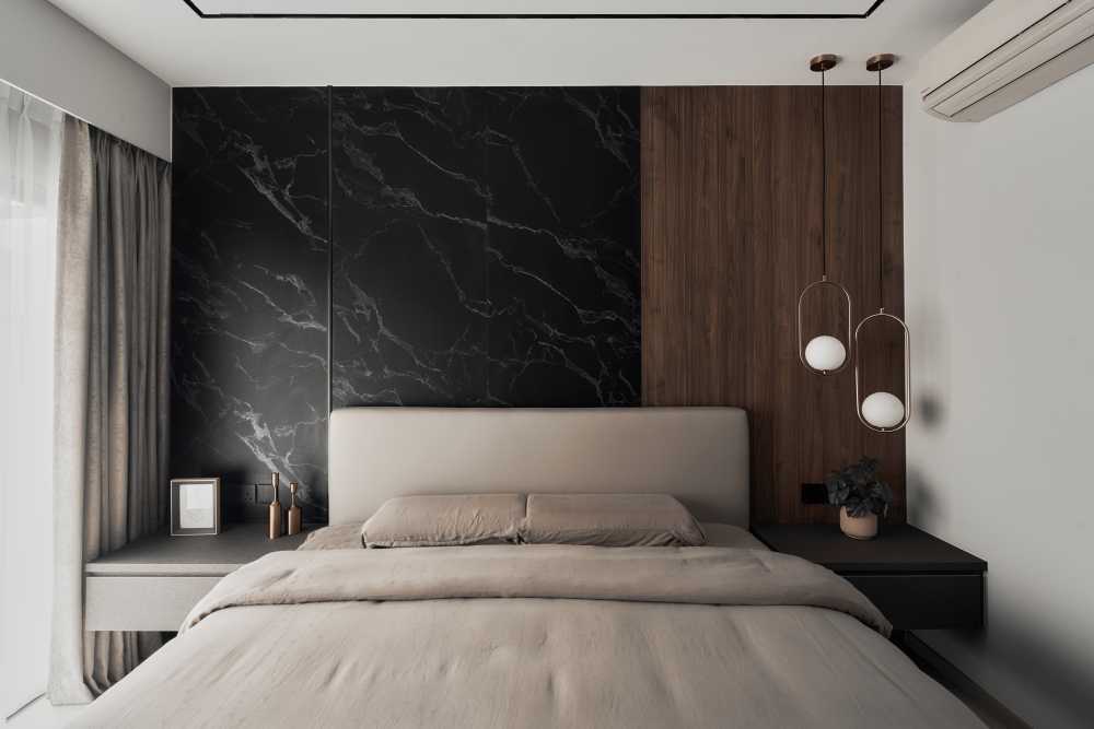 Modern Bedroom with Bed and Lighting