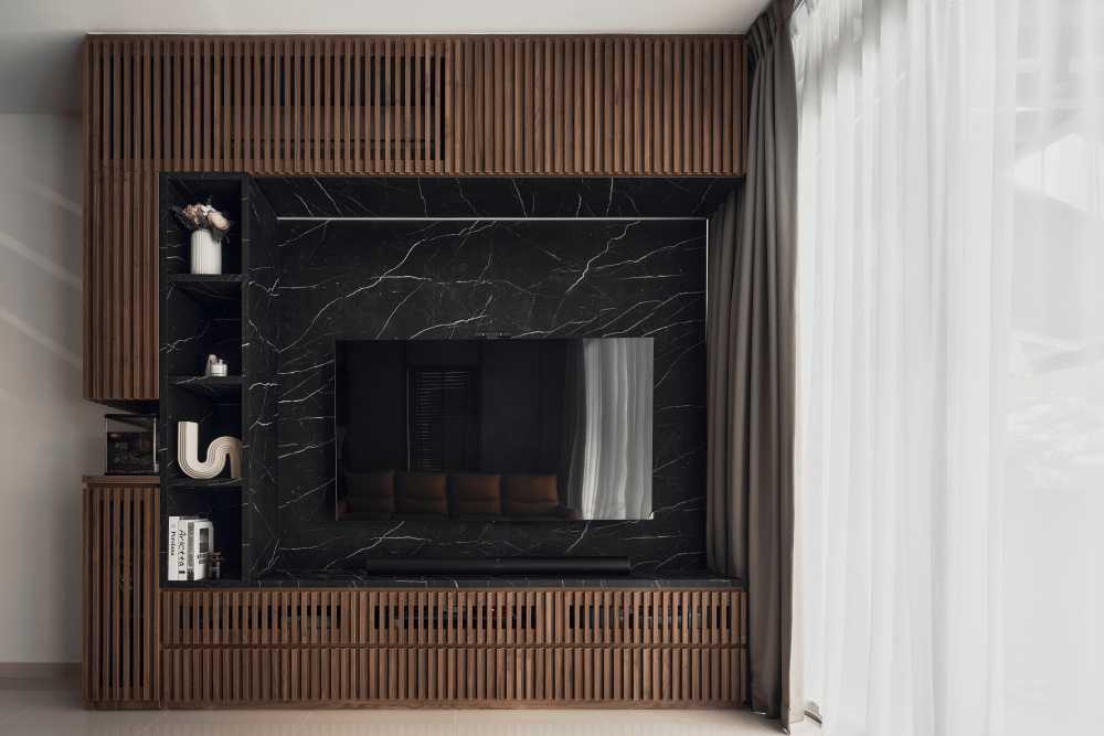 Modern Living Room with TV Console and Display Cabinets