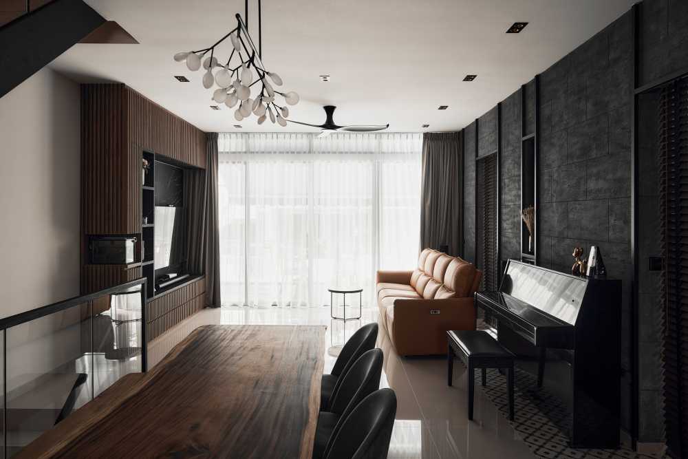 Modern Living Room with TV Console and Feature Wall