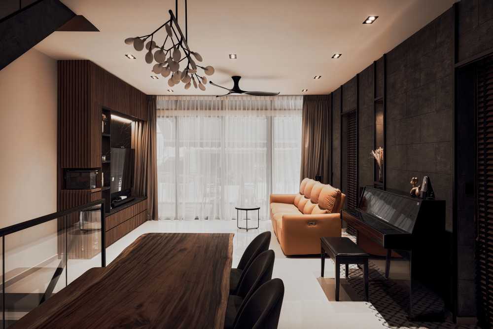Modern Living Room with TV Console and Feature Wall
