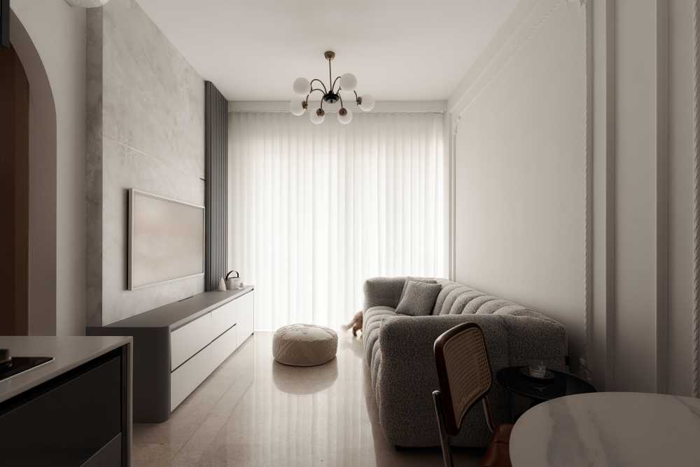 Vintage Living Room with Ceiling Light and Sofa