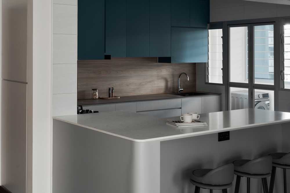 Scandinavian Kitchen with Countertop and Cupboard