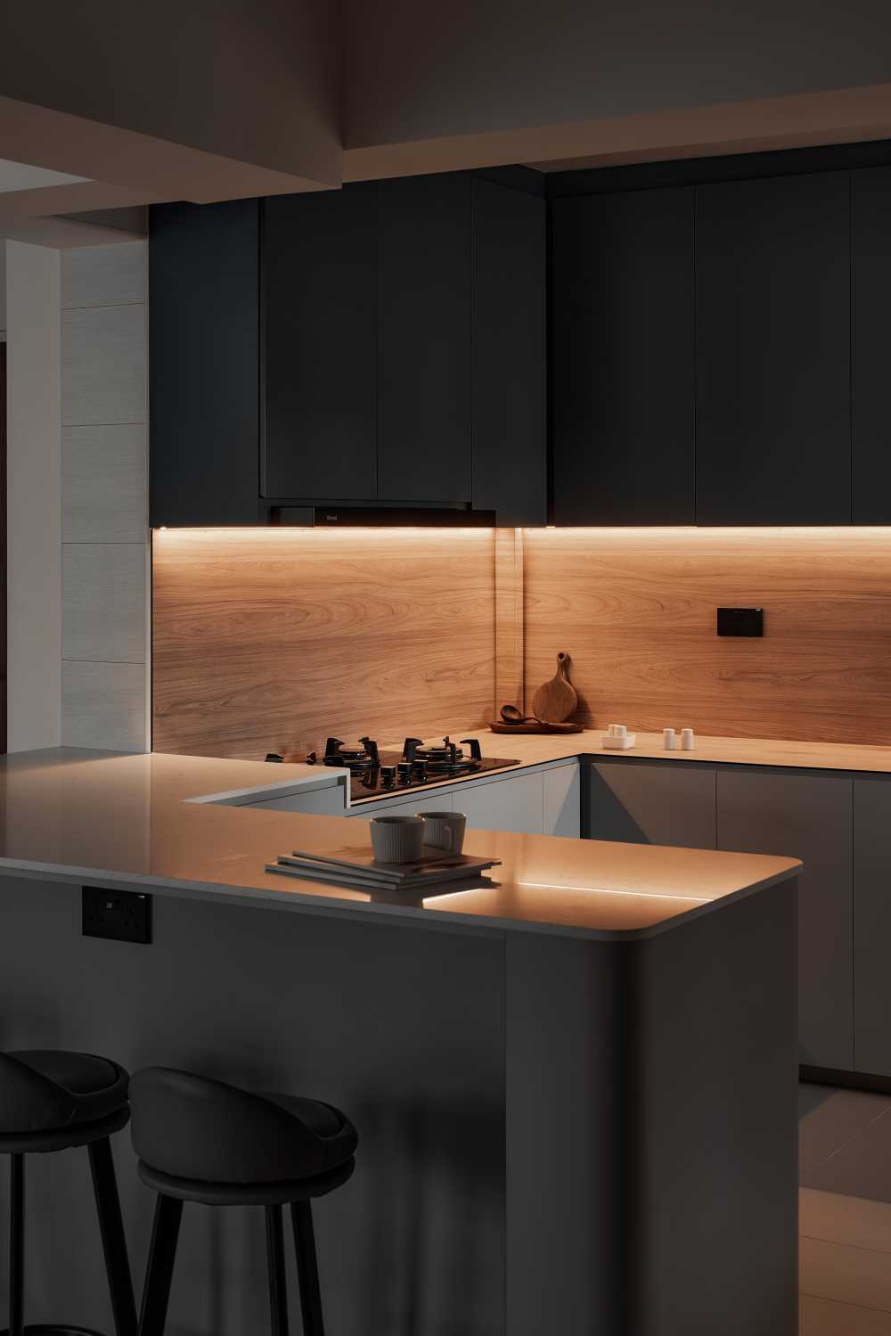 Scandinavian Kitchen with Kitchen Island and Open Kitchen