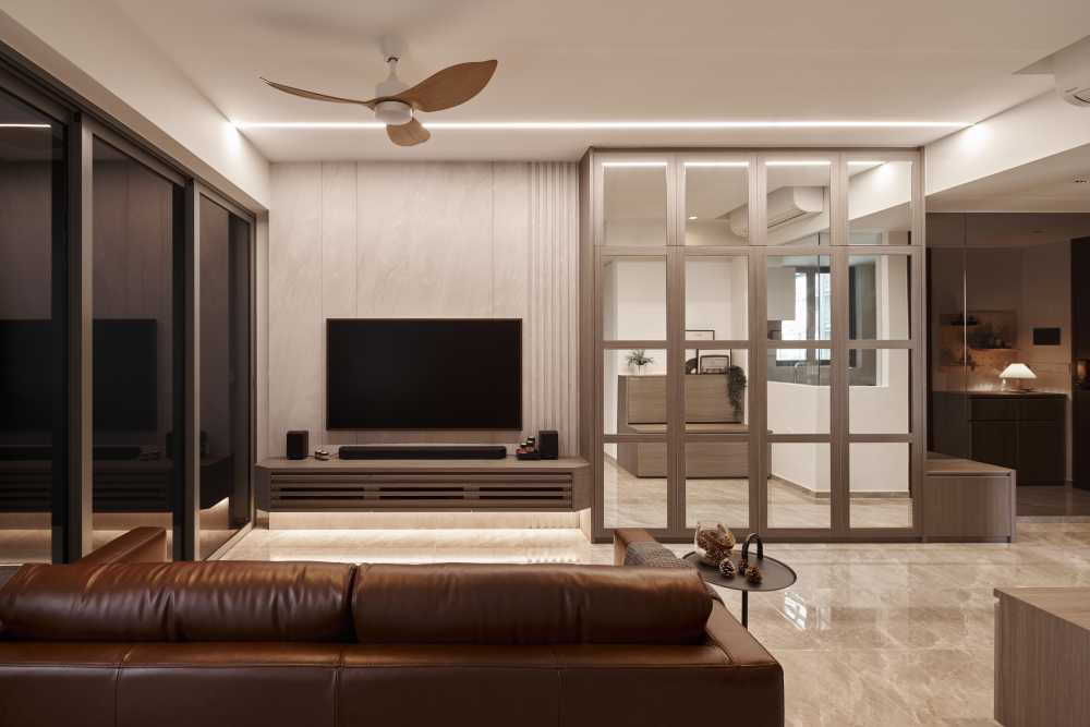 Modern Living Room with TV Console and TV