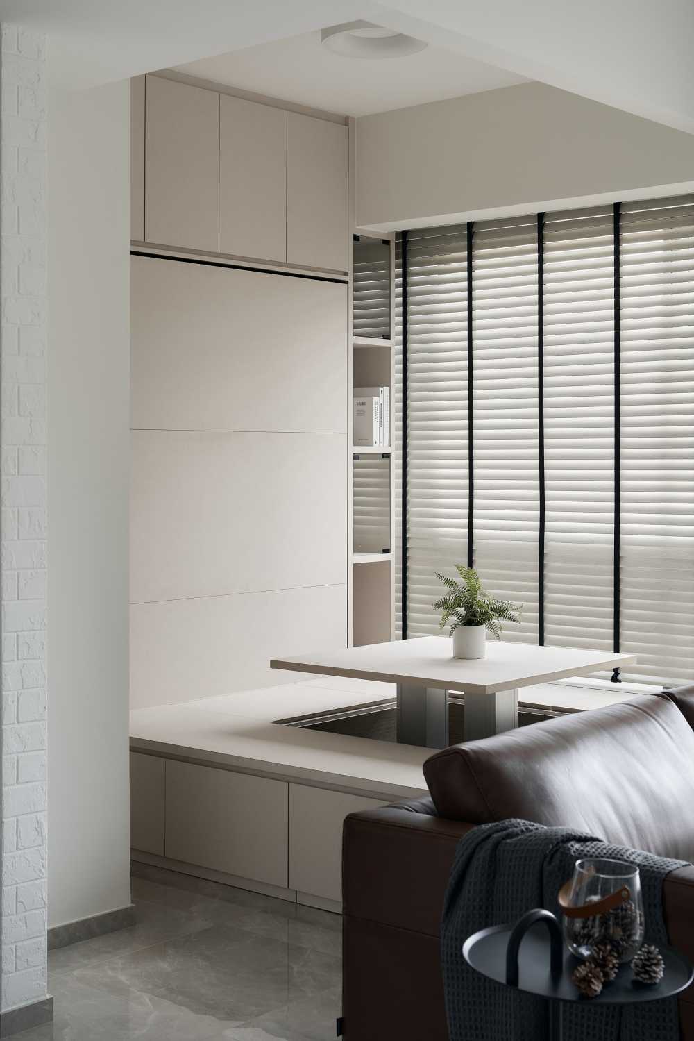 Modern Living Room with Platform Bed and Built-in Bed