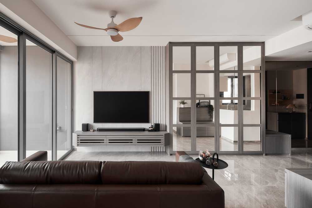Modern Living Room with TV Console and Sofa