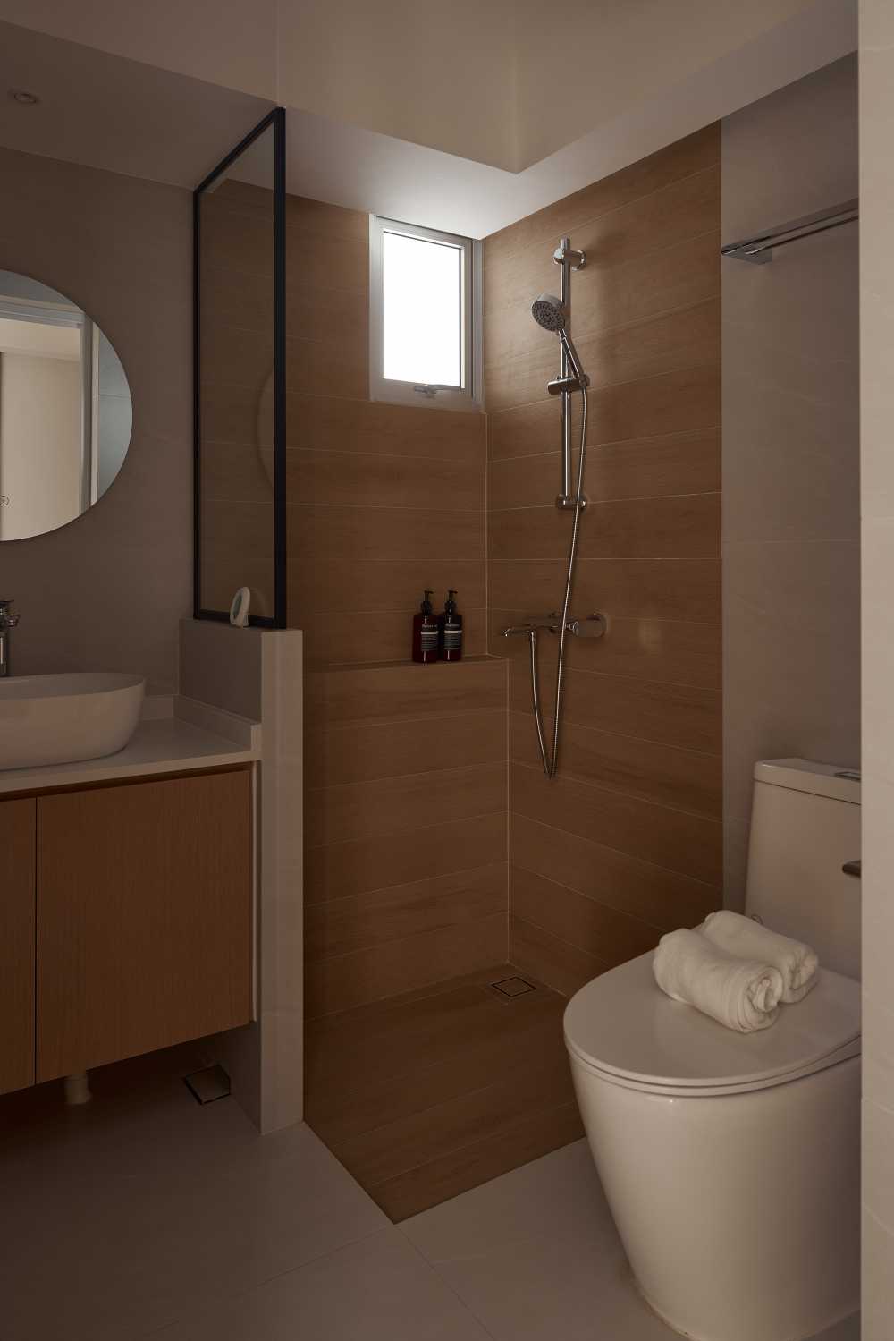Scandinavian Bathroom with Mirror and Shower Screen