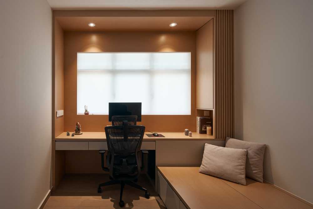 Scandinavian Study with Ceiling Light and Desk