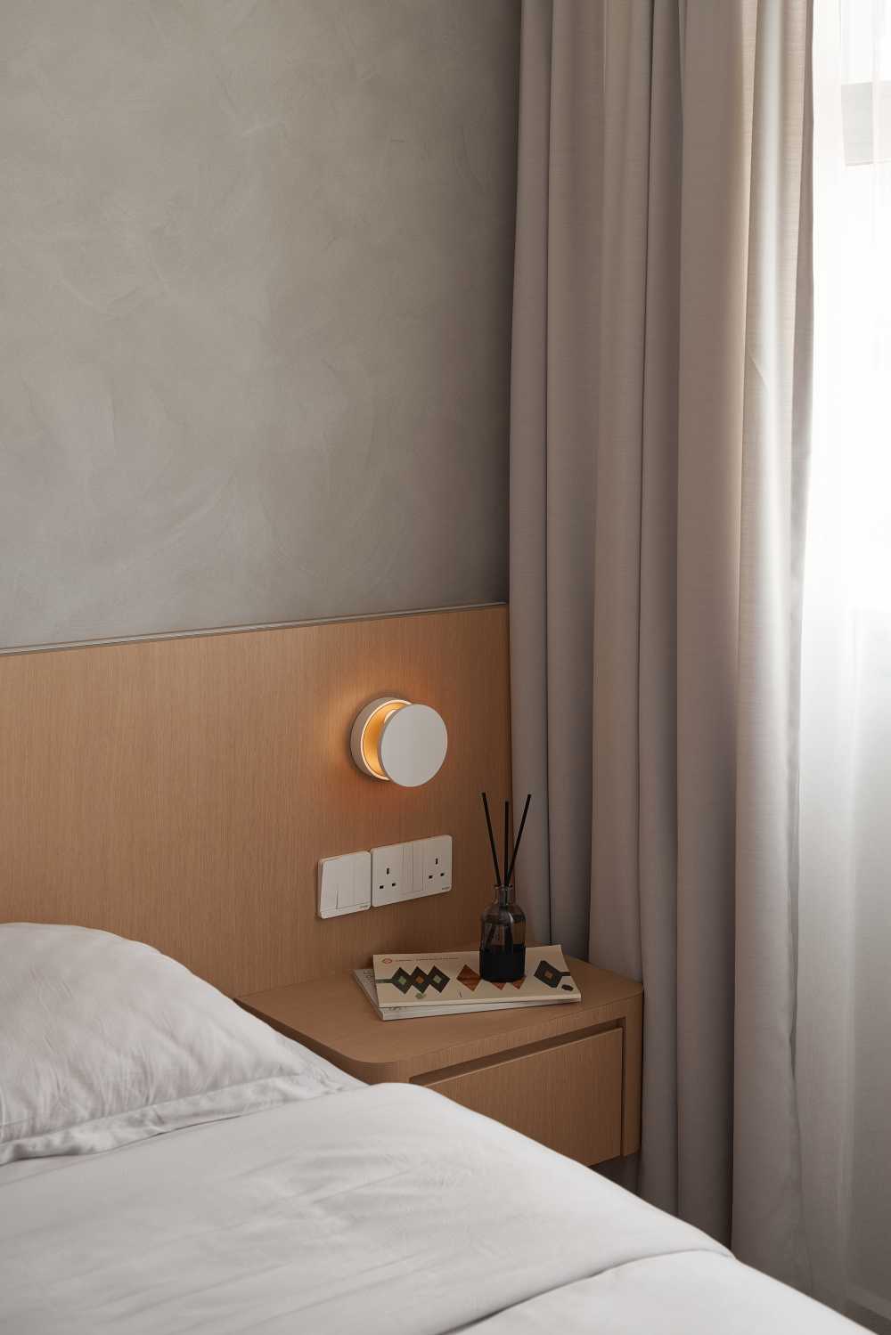 Scandinavian Bedroom with Bedside Table and Lighting