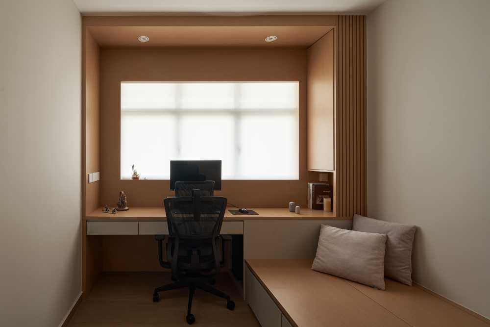Scandinavian Study with Ceiling Light and Desk